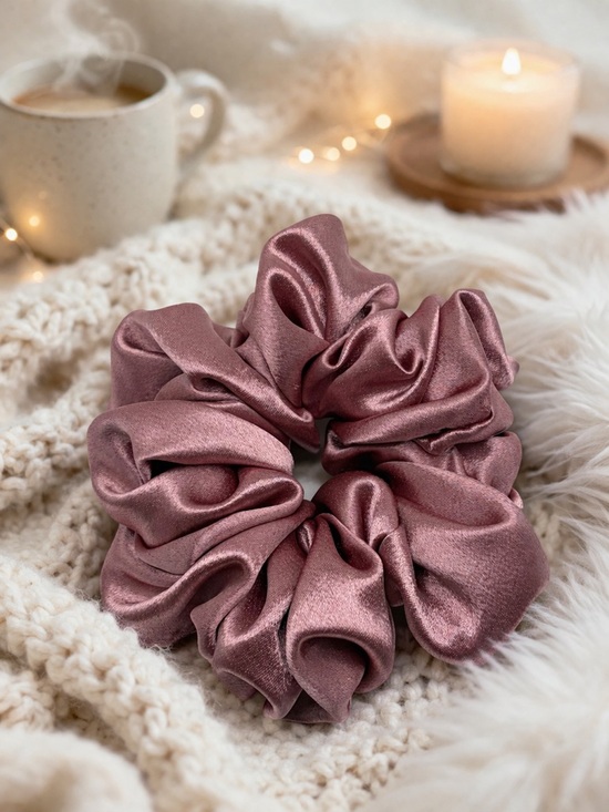Hand Crafted Accessories - Dusty Rose Satin XXL Scrunchie